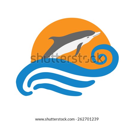 Dolphin vector illustration, isolated logo on white