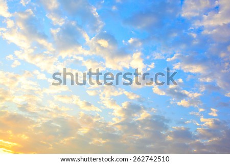 Sky with clouds at sundown, may be used as background