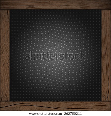 Metal mesh texture background with wood frame