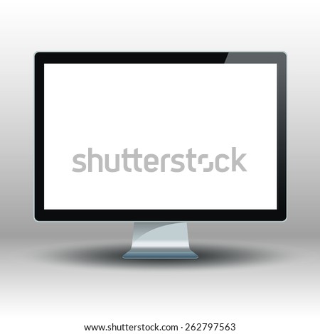 Computer with black touch screen isolated on a gray background.