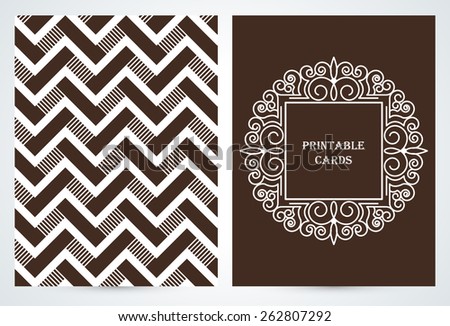  Geometric Journaling cards.  Frame with copy space for text in trendy mono line style - art deco. Monogram logos set graphic design. Vector.