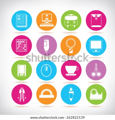 stationery icons, office tools
