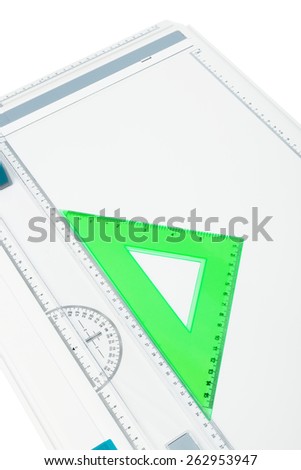 drawing board with a triangle on a white background