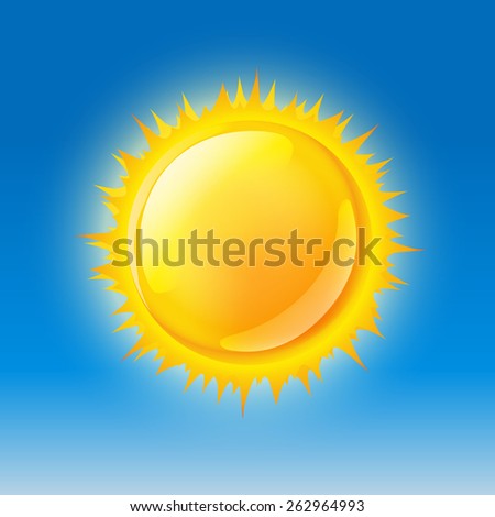 glossy sun on blue sky. vector illustration