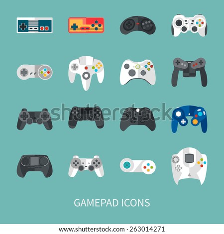gamepad icon set. flat style vector illustration Royalty-Free Stock Photo #263014271