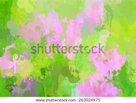 Green and pink brush strokes background. Vector version 