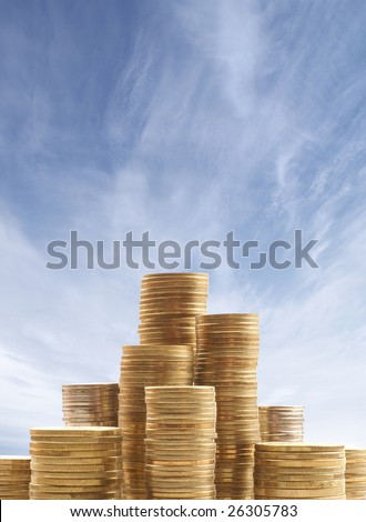 Money over sky background