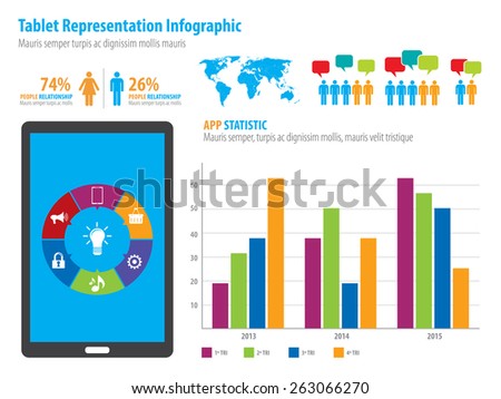 Financial infographic representation in vector illustration. World Map and Information Graphics