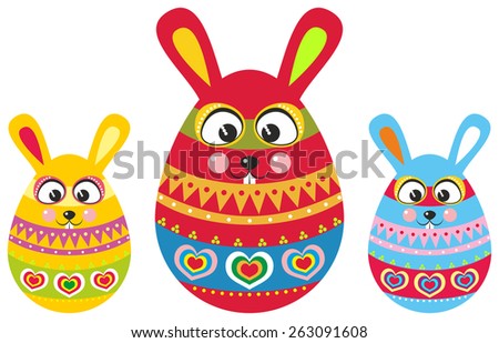 Easter eggs that look like Easter rabbits with long ears and a beautiful holiday ornament