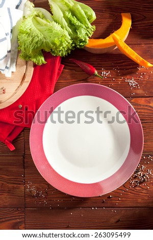 Empty Plate on Wooden Table