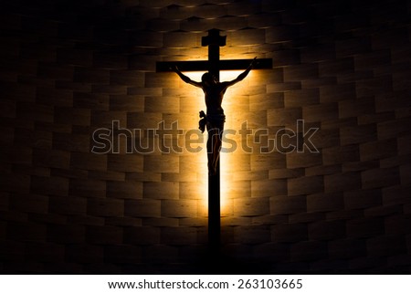 Crucifix of the Catholic faith in silhouette
