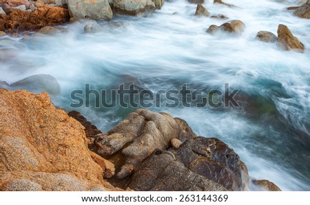 surf and coastal rocks, long exposure