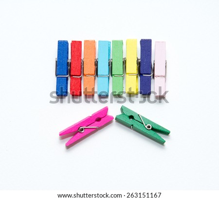color wood clip on white background