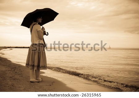 Vera at sea with umbrella 2