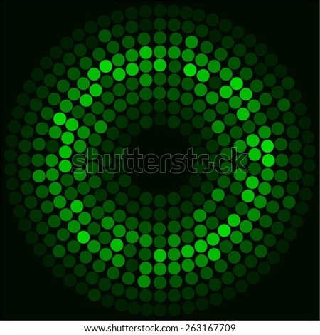 Vector illustration of Bright green ball. Black background