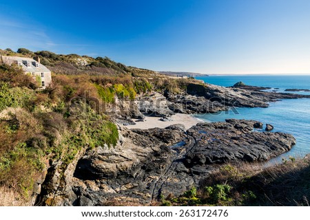 Overlooking the beach at Prussia Cove Cornwall England UK Europe