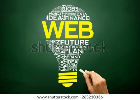 WEB bulb word cloud, business concept on blackboard