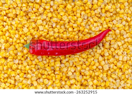 Paprika on corn as background.