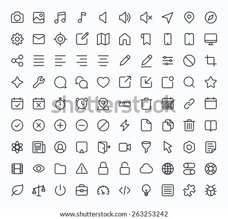 Outline vector icons for web and mobile. Thin 2 pixel stroke & 60x60 resolution Royalty-Free Stock Photo #263253242