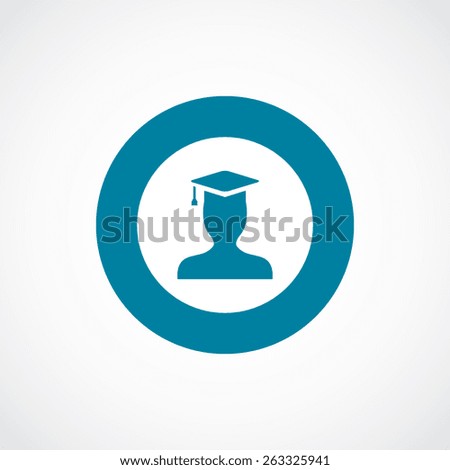 graduate student icon bold blue circle border, white background  
