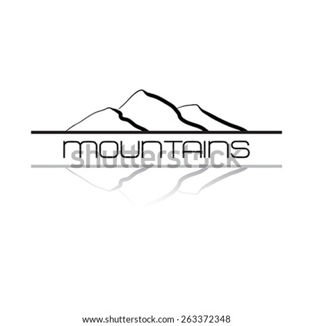 
Mountains icon symbol or logo, isolated on white background.