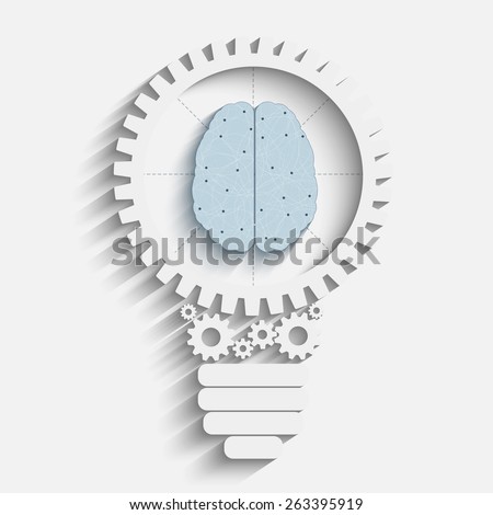 Brain with bulb. Idea concept. 