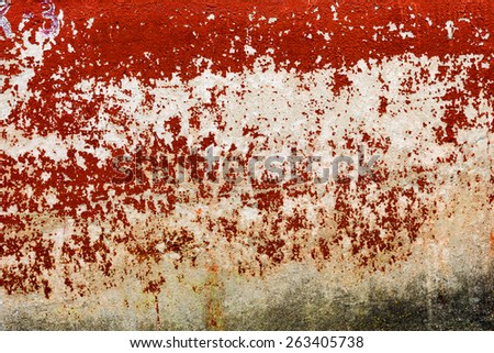 Creative beautiful bright red background, cracks and scratches on the concrete. Grungy concrete surface. Great background or texture for your project.
