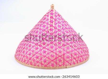 Thai style food cover made from bamboo wood on white background