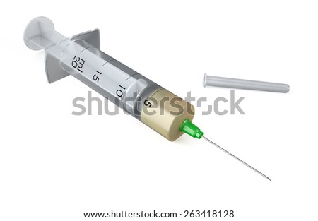 Syringe and drug, medicine concept isolated on  white background