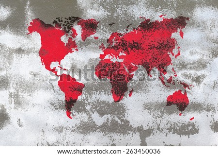 red scratch globe on bright concrete wall with fungi dot pattern