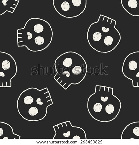skull doodle drawing seamless pattern background