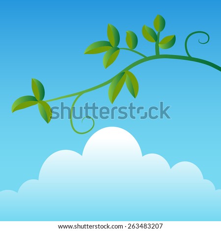 An image of a simple tree branch with a sky and cloud background.