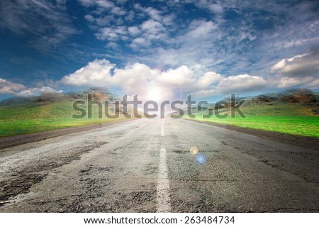 Summer day and road as travel background