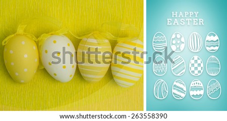 happy easter graphic against blue vignette background