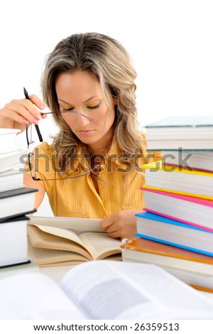 young woman studying