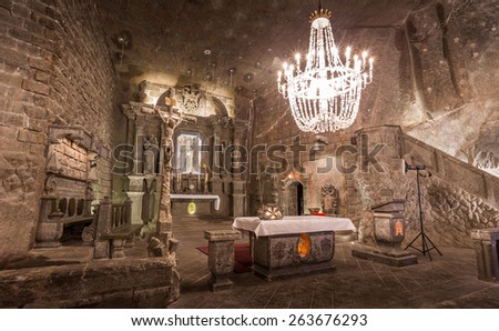 Wieliczka Salt Mine in Poland Royalty-Free Stock Photo #263676293