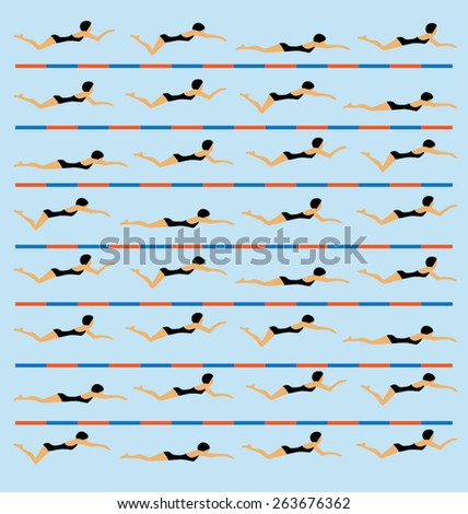 SWIMMERS PATTERN / BACKGROUND DESIGN. Modern stylish texture. Repeating and editable vector illustration file. Can be used for prints, textiles, website blogs etc.