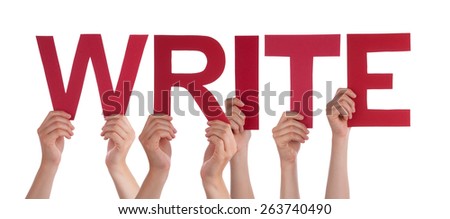 Many Caucasian People And Hands Holding Red Straight Letters Or Characters Building The Isolated English Word Write On White Background
