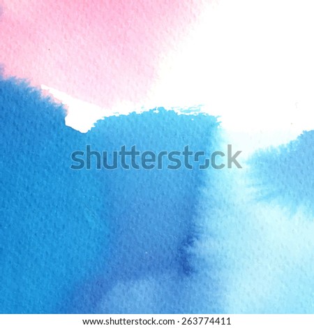 blue pink abstract watercolor stain/ background for your design/ vector illustration