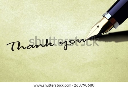 Thank you on old paper texture Royalty-Free Stock Photo #263790680