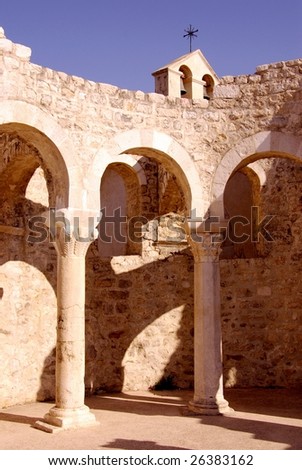 The remains of St John monastery in Rab town in Croatia