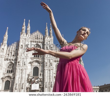 Beautiful and elegant classical dancer performing in Milan