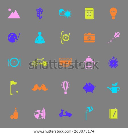 Slow life activity color icons on gray background, stock vector