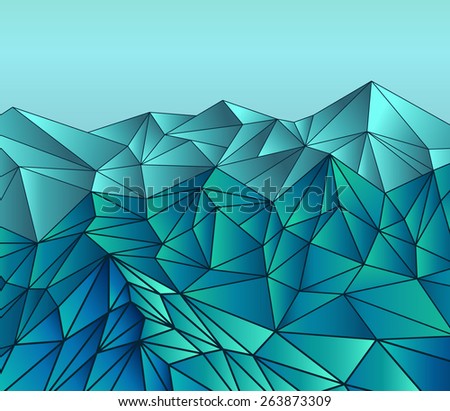 Abstract vector mountain with black outline