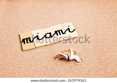 Words formed from small pieces of wood containing a sun and beach tourist destination, 