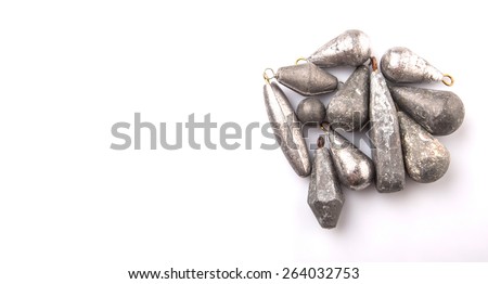 Fishing sinker or knoch over white background Royalty-Free Stock Photo #264032753