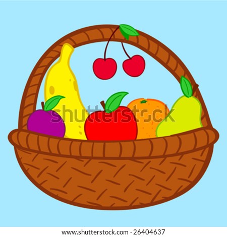 Fruits in basket doodle - vector