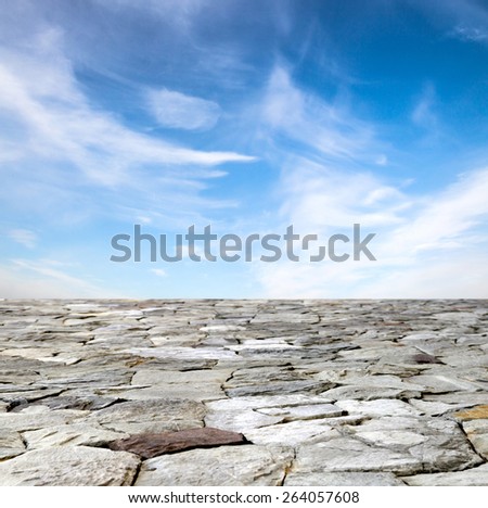 cobbled streets on a background sky
