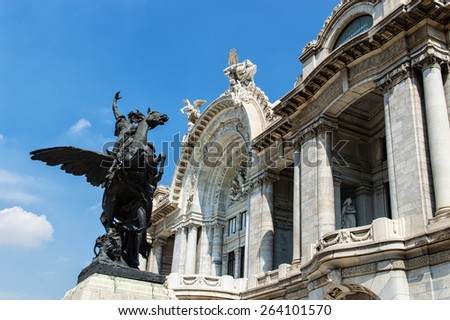 Beautiful Bellas Artes' Palace in Mexico City Royalty-Free Stock Photo #264101570