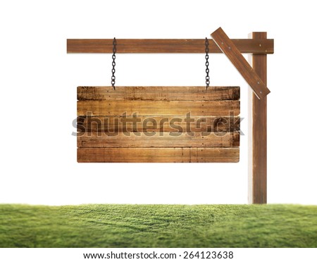 close up of an empty wooden sign hanging